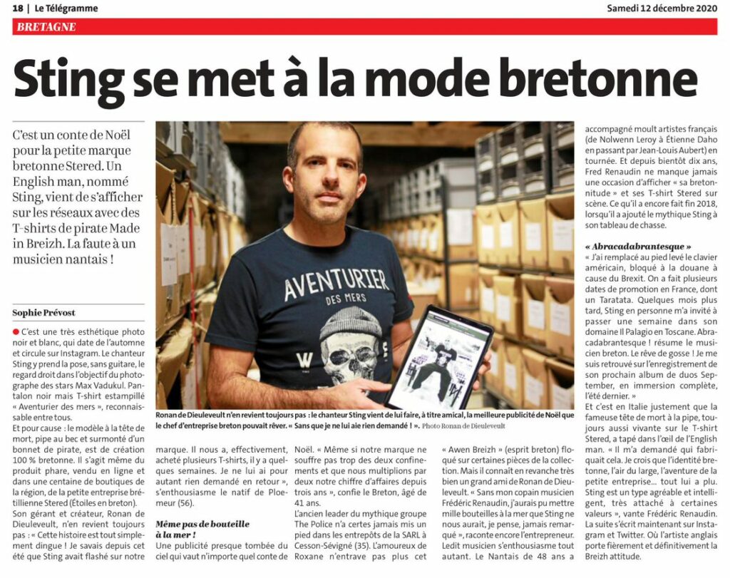 Article télégramme Sting en Stered